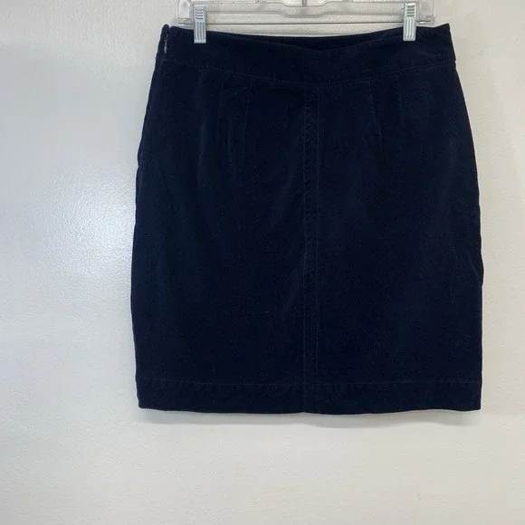 Talbots Corduroy Skirt 8 Navy Blue Pockets Above Knee Stretch Casual Work Travel - Picture 3 of 8